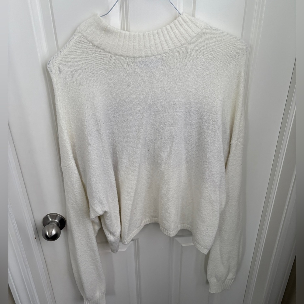 Hollister Mockneck Cropped Holiday Winter Festive Sweater Women’s Large Cozy - Picture 4 of 6